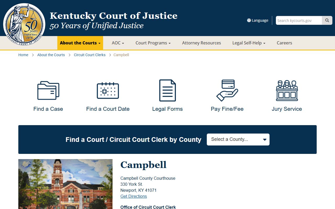 Campbell County Courthouse serving Fort Thomas Kentucky divorce records