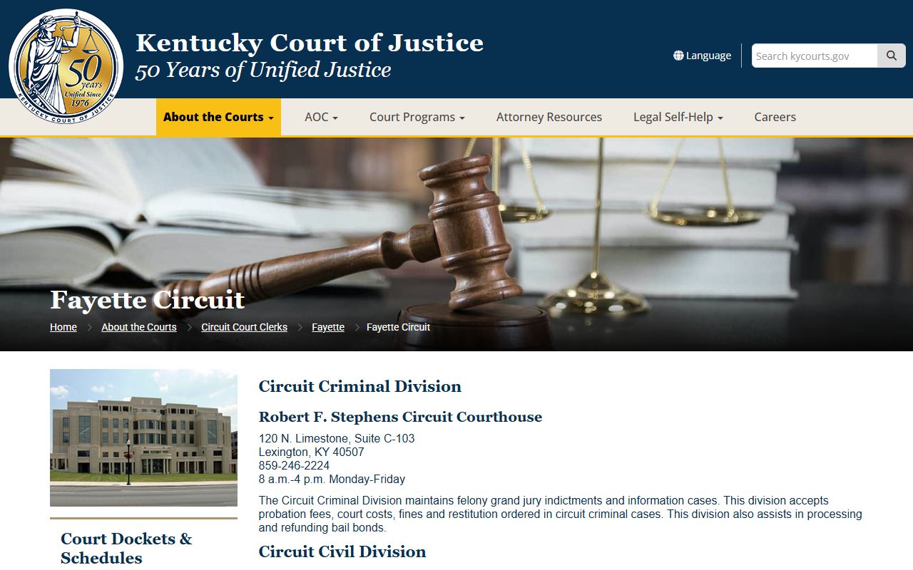Fayette County Kentucky Circuit Court divorce records information